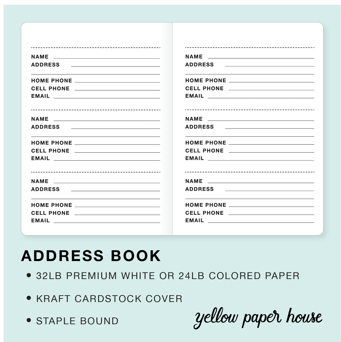 TRAVELERS NOTEBOOK INSERT - ADDRESS BOOK – Yellow Paper House travelers-notebook-insert-address-book-yellow-paper-house
