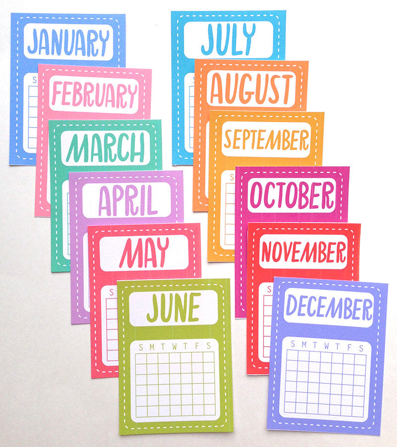PRINTABLE DOWNLOAD - MONTHLY CALENDAR CARDS – Yellow Paper House printable-download-monthly-calendar-cards-yellow-paper-house