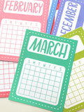 PRINTABLE DOWNLOAD - MONTHLY CALENDAR CARDS