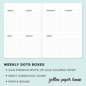 TRAVELERS NOTEBOOK INSERT - WEEKLY DOTS BOXES CALENDAR - UNDATED