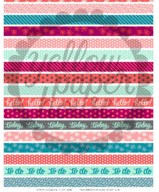 Red Washi Tape Collection, Cute Washi Tape, Printable Tape, Red