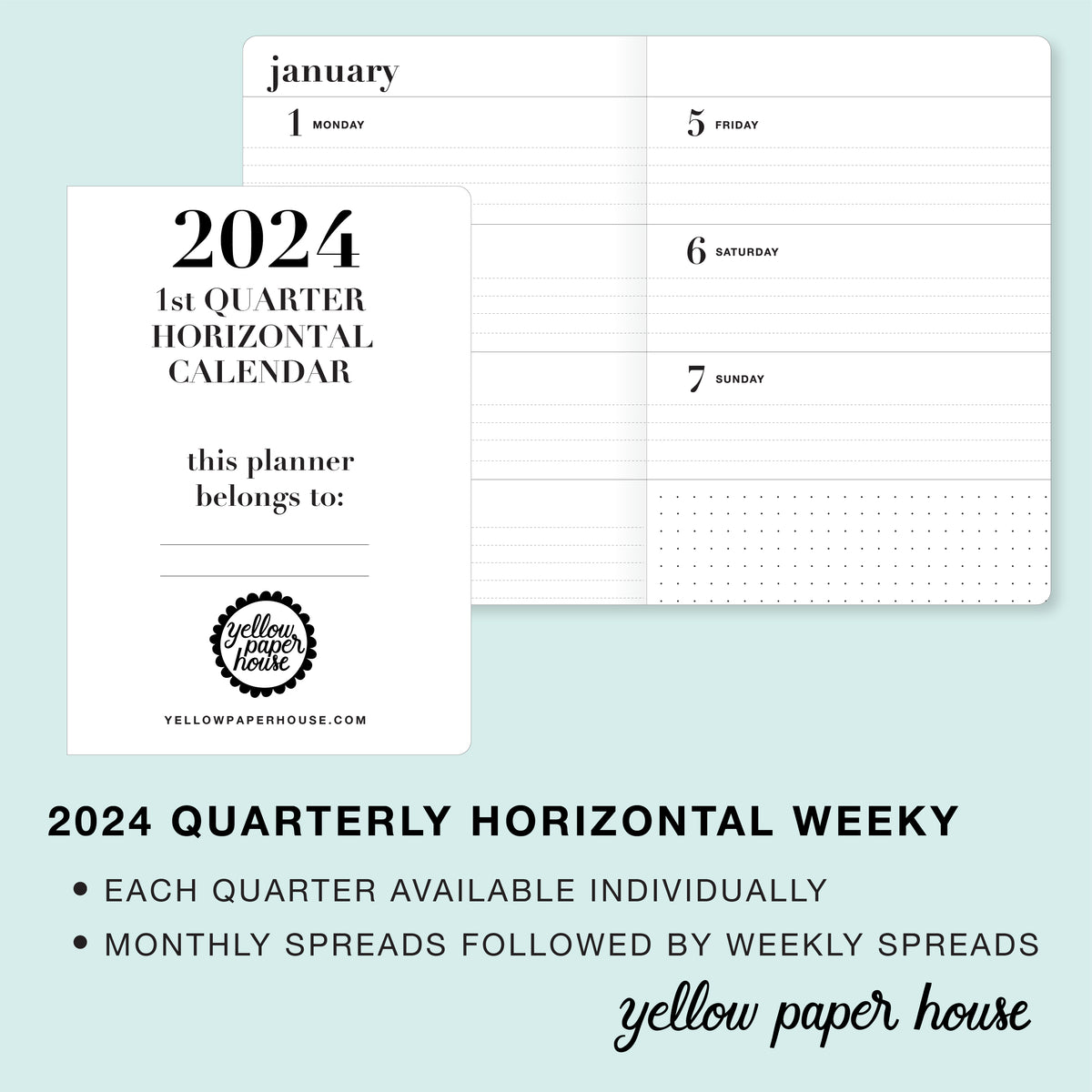 TRAVELERS NOTEBOOK INSERT 2024 QUARTERLY HORIZONTAL DATED CALENDARS