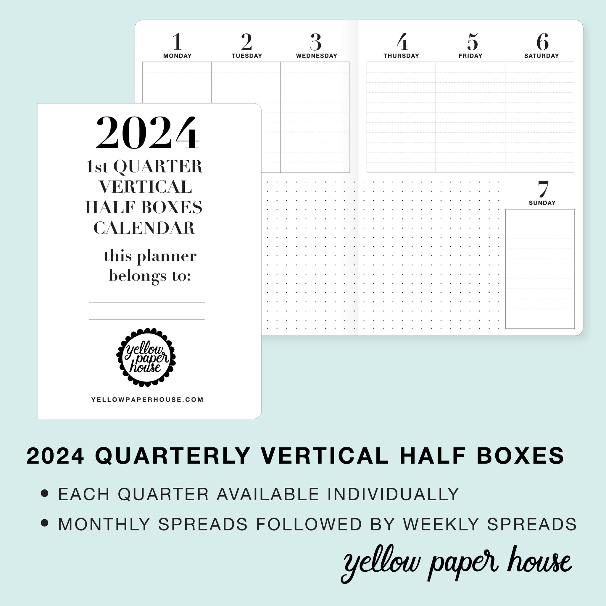 TRAVELERS NOTEBOOK INSERT - 2024 QUARTERLY VERTICAL HALF BOX DATED CAL – Yellow Paper House TRAVELERS NOTEBOOK INSERT - 2024 QUARTERLY VERTICAL HALF BOX DATED CAL – Yellow Paper House