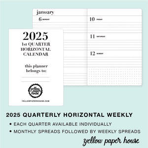 TRAVELERS NOTEBOOK INSERT - 2025 QUARTERLY HORIZONTAL DATED CALENDARS