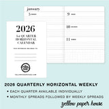 TRAVELERS NOTEBOOK INSERT - 2026 QUARTERLY HORIZONTAL DATED CALENDARS