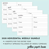 TRAVELERS NOTEBOOK INSERT - 2026 QUARTERLY HORIZONTAL DATED CALENDARS