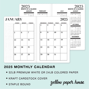 TRAVELERS NOTEBOOK INSERT - 2025 DATED MONTHLY CALENDAR