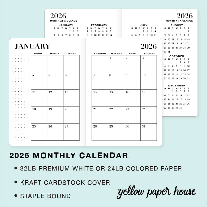TRAVELERS NOTEBOOK INSERT - HORIZONTAL WEEKLY CALENDAR WITH DOTS
