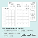 TRAVELERS NOTEBOOK INSERT - 2026 DATED MONTHLY CALENDAR
