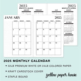 TRAVELERS NOTEBOOK INSERT - 2025 DATED MONTHLY CALENDAR