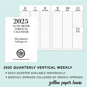 TRAVELERS NOTEBOOK INSERT - 2025 QUARTERLY VERTICAL DATED CALENDARS