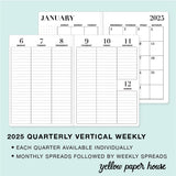 TRAVELERS NOTEBOOK INSERT - 2025 QUARTERLY VERTICAL DATED CALENDARS