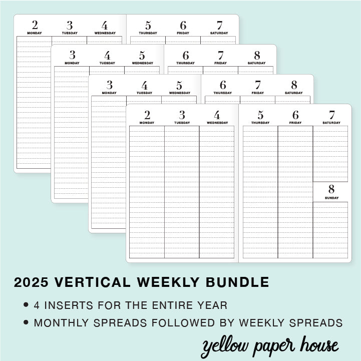 TRAVELERS NOTEBOOK INSERT 2025 QUARTERLY VERTICAL DATED CALENDARS