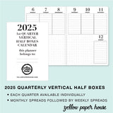 TRAVELERS NOTEBOOK INSERT - 2025 QUARTERLY VERTICAL HALF BOX DATED CALENDARS