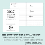 TRAVELERS NOTEBOOK INSERT - QUARTERLY HORIZONTAL DATED CALENDARS