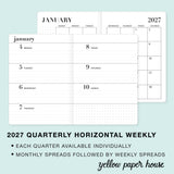 TRAVELERS NOTEBOOK INSERT - QUARTERLY HORIZONTAL DATED CALENDARS