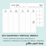 TRAVELERS NOTEBOOK INSERT - QUARTERLY VERTICAL DATED CALENDARS