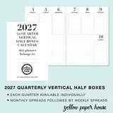 TRAVELERS NOTEBOOK INSERT - QUARTERLY VERTICAL HALF BOX DATED CALENDARS