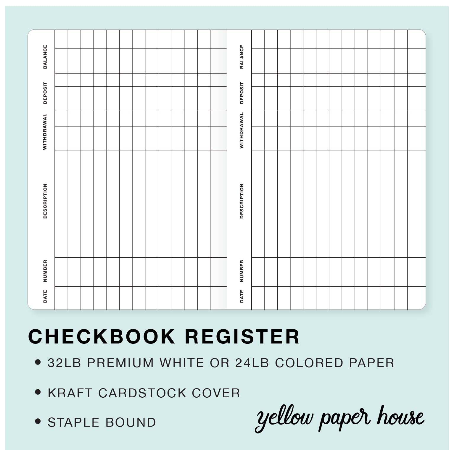 24 PCS Personal Checkbook Registers - Easy To Read - Made In USA