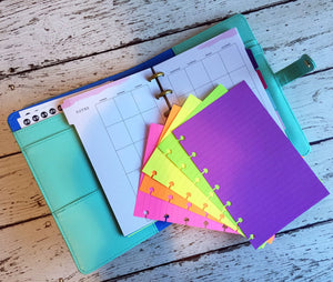 DISC PUNCHED PLANNER PAPER - FITS HAPPY PLANNER or LEVENGER CIRCA - NEON