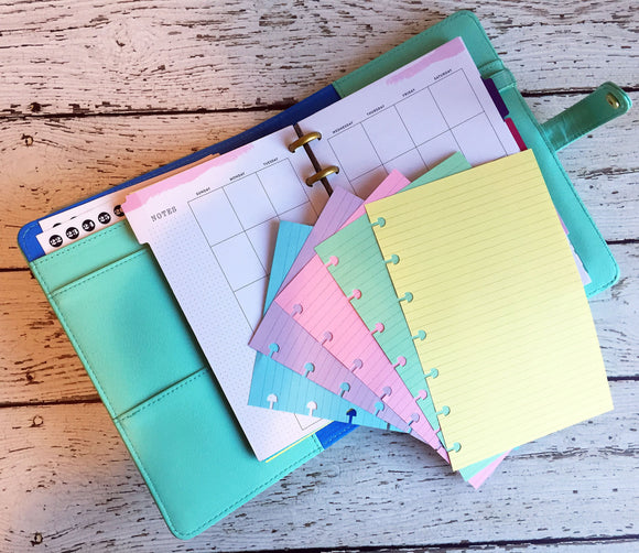 DISC PUNCHED PLANNER PAPER - FITS HAPPY PLANNER or LEVENGER CIRCA - PASTEL