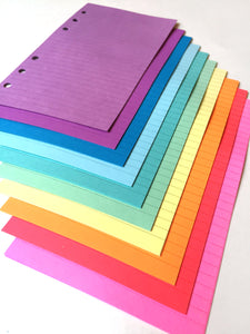 FILOFAX STYLE PLANNER PAPER - 6 RING - SPRING RAINBOW
