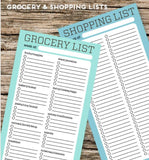 PRINTABLE DOWNLOAD - GROCERY & SHOPPING LISTS