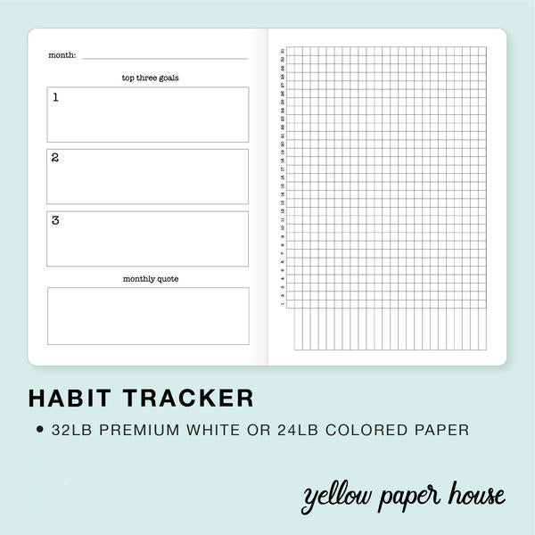 FILOFAX STYLE PLANNER INSERT - 6 RING A5 SIZE - HABIT TRACKER – Yellow Paper House for Free Printable Inserts For Filofax