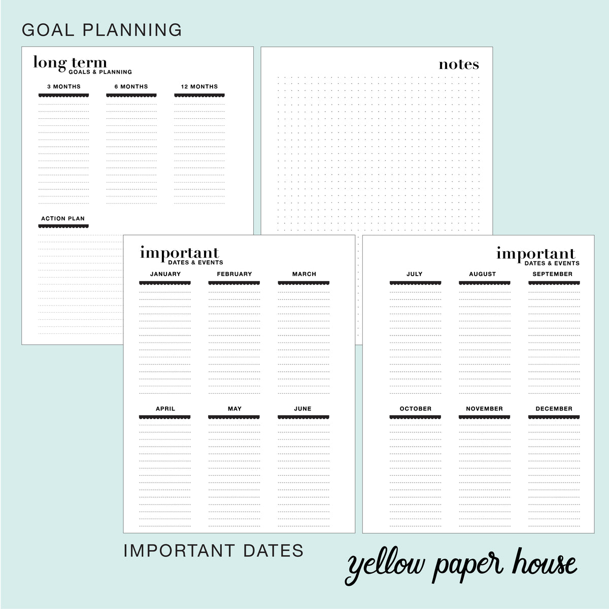 Spiral Mini Undated Horizontal Weekly Planner – Yellow Paper House
