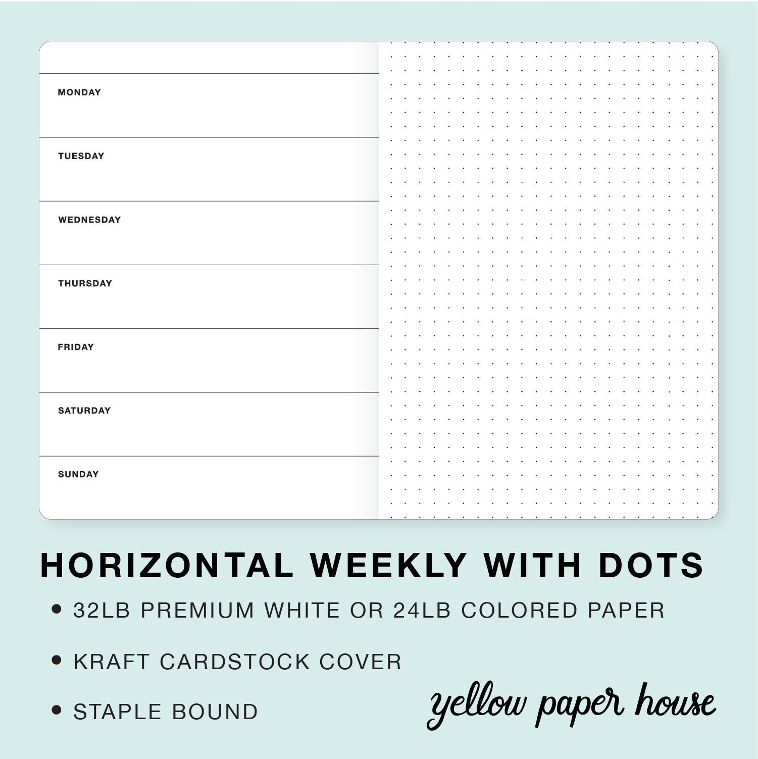 TRAVELERS NOTEBOOK INSERT - HORIZONTAL WEEKLY CALENDAR WITH DOTS – Yellow Paper House travelers-notebook-insert-horizontal-weekly-calendar-with-dots-yellow-paper-house