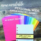 FILOFAX STYLE PLANNER PAPER - 6 RING PERSONAL WIDE SIZE - PATTERNS